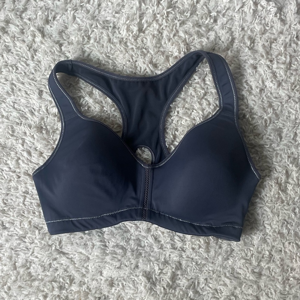 Marika Gray Racerback Sports Bra with Lace Accents